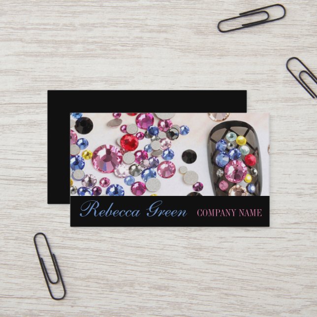 girly chic elegant manicure nails nail salon business card (Front/Back In Situ)