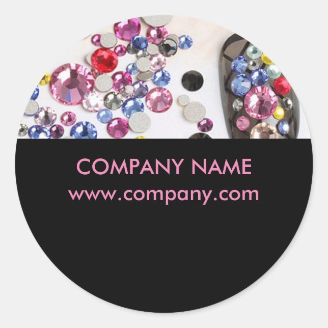 girly chic elegant manicure nails nail salon classic round sticker (Front)