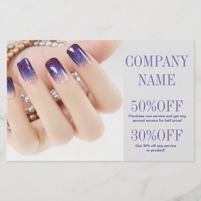 girly chic elegant manicure nails nail salon flyer (Front)