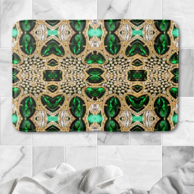 girly chic fashion art deco gold emerald green  bath mat (girly chic fashion art deco gold emerald green bath mat)
