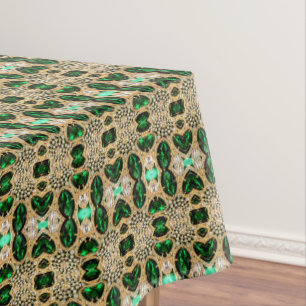 girly chic fashion art deco gold emerald green  tablecloth