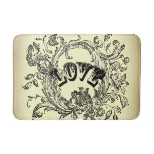 girly chic flourish swirl pastel colours victorian bath mat