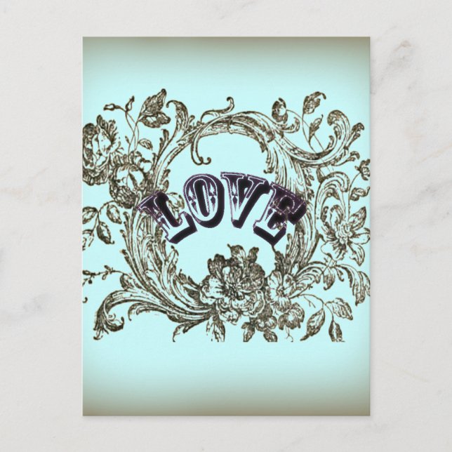 girly chic flourish swirl pastel colours victorian postcard (Front)