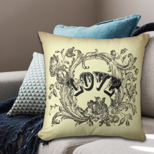 girly chic flourish swirl pastel colours victorian throw pillow