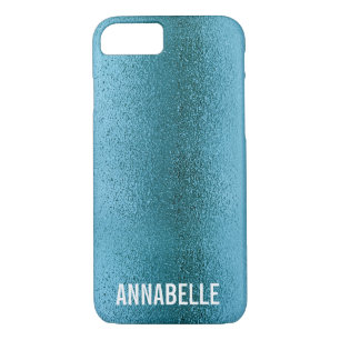 Girly chic glitter shine blue teal add your name Case-Mate iPhone case