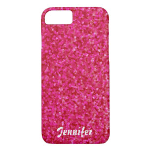 Girly chic glossy shine hot pink personalized iPhone 8/7 case