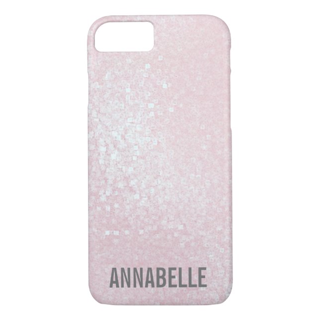 Girly chic glossy shine light pink personalized Case-Mate iPhone case (Back)