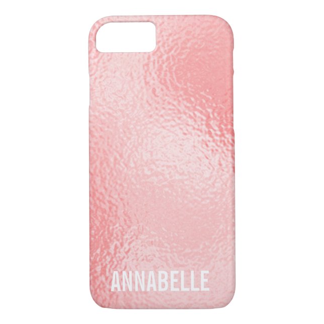 Girly chic glossy shine pink add your name Case-Mate iPhone case (Back)