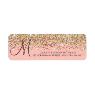 Girly Chic Gold Confetti Pink Gradient Monogram