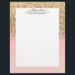 Girly Chic Gold Confetti Pink Gradient Ombre Letterhead<br><div class="desc">This elegant and chic design is perfect for the stylish and trendy fashionista. It depicts a faux printed sparkly gold glitter confetti poured on top of a girly blush pink and bubblegum pink colour gradient ombre. It's a modern, glamourous, pretty, and trendy luxe design. ***IMPORTANT DESIGN NOTE: For any custom...</div>