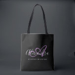 Girly Chic Lavander Elegant Script Name Monogram Tote Bag<br><div class="desc">Personalize your beautiful monogrammed trendy black Grocery Tote Bag! The text below may be personalized to your preferred sentence or even your full name; you can also delete it if you prefer. If you need help, please let us know at belytaliarecipes@gmail.com, and we will be glad to assist you. ©...</div>