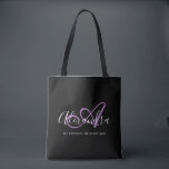 Girly Chic Lavander Elegant Script Name Monogram Tote Bag<br><div class="desc">Personalize your beautiful monogrammed trendy black Grocery Tote Bag! The text below may be personalized to your preferred sentence or even your full name; you can also delete it if you prefer. If you need help, please let us know at belytaliarecipes@gmail.com, and we will be glad to assist you. ©...</div>