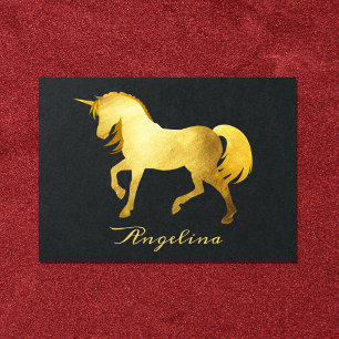 Girly & Chic Luxury Gold Foil Unicorn Custom Card