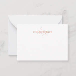 Girly Chic Paprika Orange 2 Script Monorgram Card