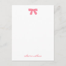 Girly Chic Pink Bow Custom Stationery