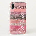 Girly Chic Pink Coral Paint Glitter Brushstrokes
