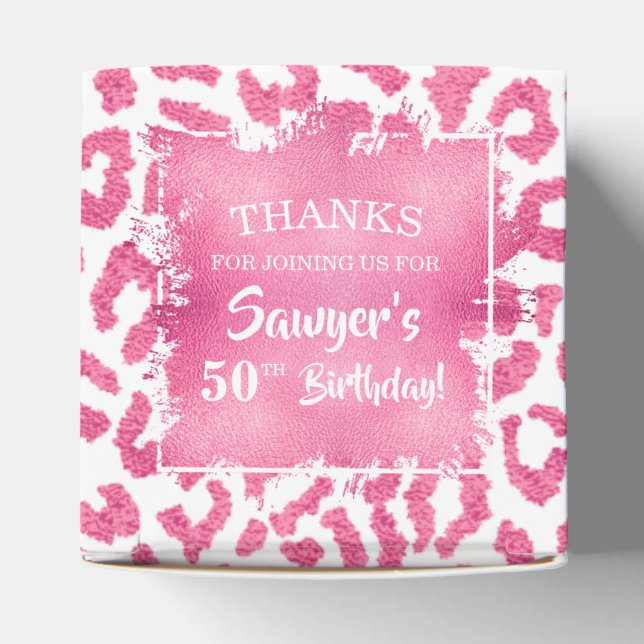 Girly Chic Pink White Leopard Favor Box (Top)