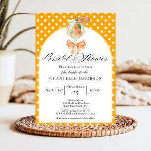 Girly Chic Polka Dots Orange Bubbly Bridal Shower Invitation