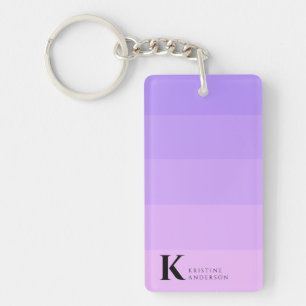 Girly Chic Purple Lilac Ombre Classic Monogram Keychain