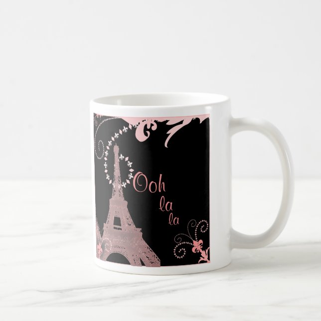 girly chic retro fashion paris eiffel tower coffee mug (Right)