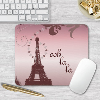 girly chic retro fashion paris eiffel tower mouse pad