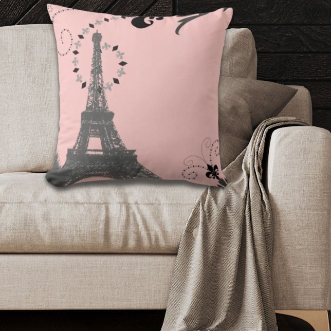 girly chic retro fashion paris eiffel tower throw pillow (girly chic retro fashion paris eiffel tower throw pillow)