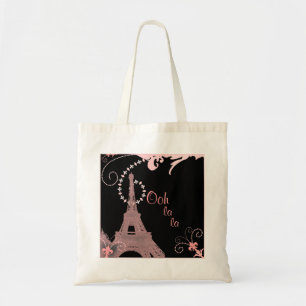 girly chic retro fashion paris eiffel tower tote bag
