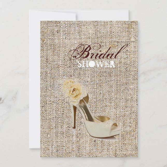 Girly Chic Rustic Country burlap bridal shower Invitation (Front)