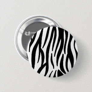 girly chic stylish black white zebra print 2 inch round button