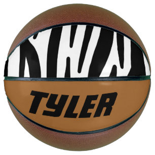 girly chic stylish black white zebra print basketball
