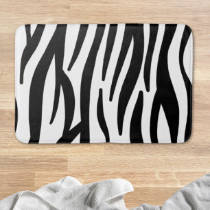 girly chic stylish black white zebra print bath mat