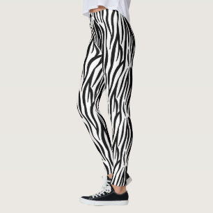 girly chic stylish black white zebra print leggings