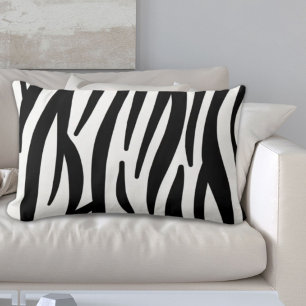 girly chic stylish black white zebra print lumbar pillow