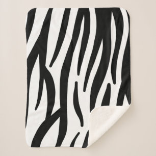 girly chic stylish black white zebra print sherpa blanket