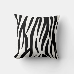 girly chic stylish black white zebra print throw pillow