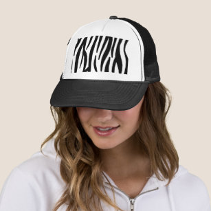 girly chic stylish black white zebra print trucker hat