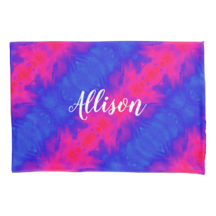 Girly Chic Tie Dye Pink Blue Personalized Pillowcase