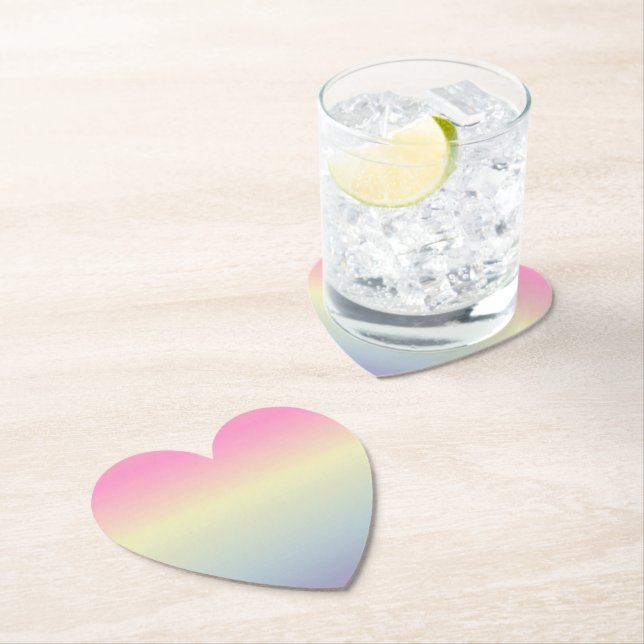 girly chic unicorn pink purple  pastel rainbow paper coaster (Insitu)