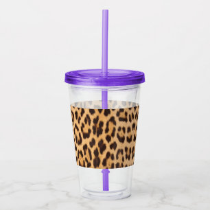 girly chic wild leopard print acrylic tumbler