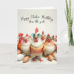 Girly Chickens Birthday Humour Card