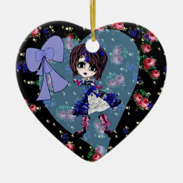 Girly Christmas Ceramic Ornament (Front)