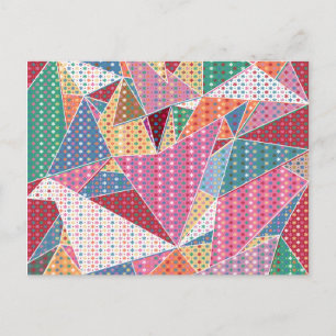 Girly Christmas Flowers Geometric Pattern Holiday Postcard