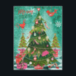 Girly Christmas Tree | Holiday Photo Card<br><div class="desc">Cartita design ©2016 All Rights Reserved
Feel free to change or add text!

I Hope you enjoy my illustrations!

Look also for matching products in my store!</div>