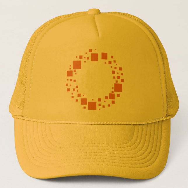 girly circle squares orange pattern citrus dizzy trucker hat (Front)