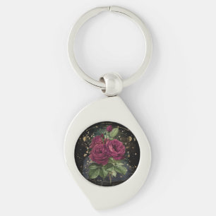 Girly collage – blood red roses  keychain