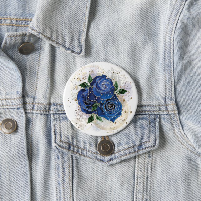Girly collage - midnight blue  3 inch round button (In Situ)