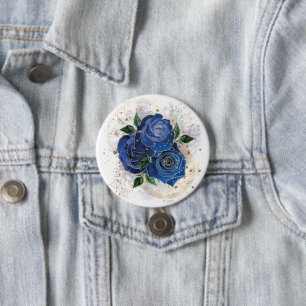 Girly collage - midnight blue 3 inch round button
