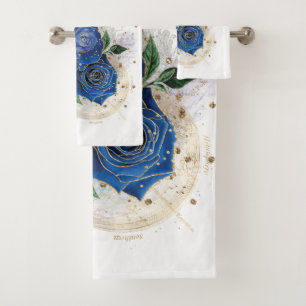 Girly collage - midnight blue custom bath towel set