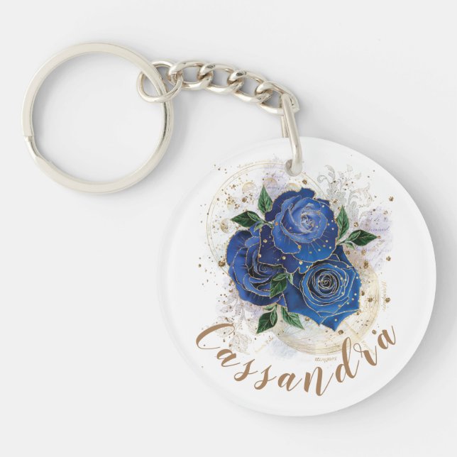 Girly collage - midnight blue custom  keychain (Front)