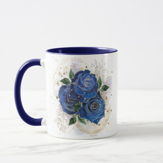 Girly collage - midnight blue mug (Left)